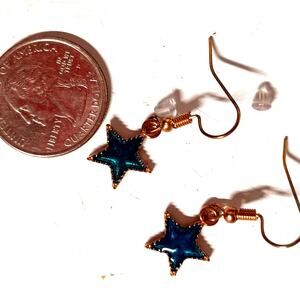 NWT Handmade Blue Star Resin Dangle Earrings- Unique & Elegant Statement Jewelry